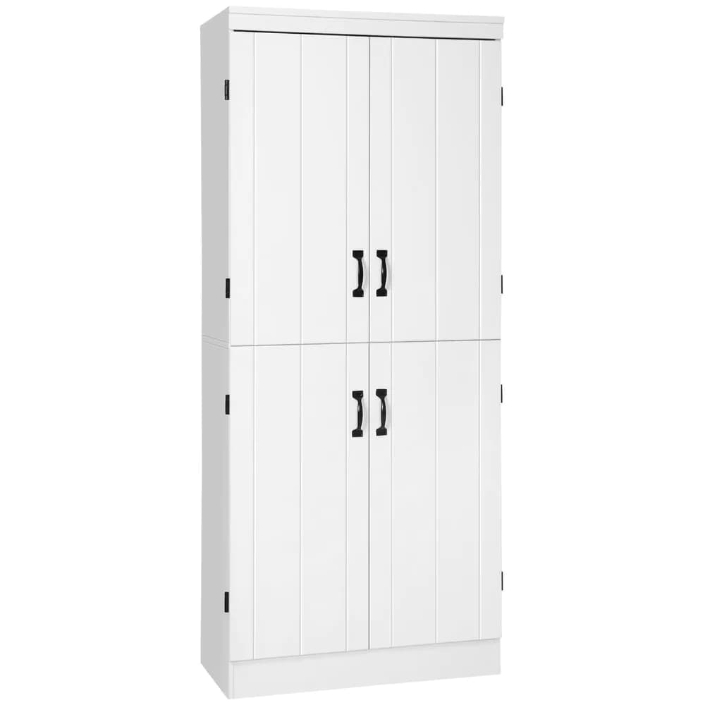 image-4-Door Kitchen Cabinet, ShelvesWhite