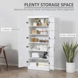 image-4-Door Kitchen Cabinet, ShelvesWhite