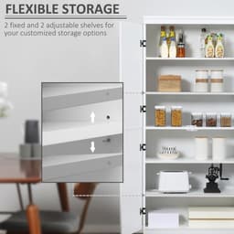 image-4-Door Kitchen Cabinet, ShelvesWhite