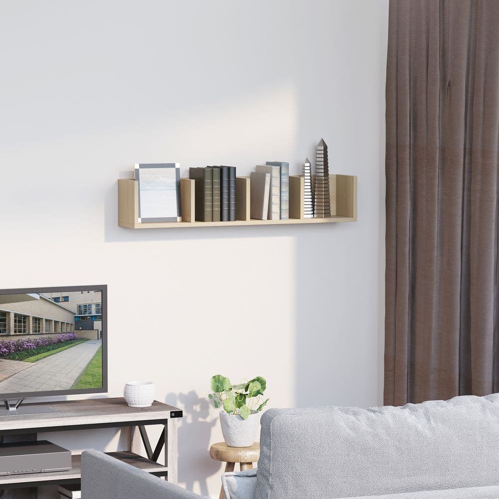 image-95Lx17Wx16.5H cm Multi-Media Storage Wooden Shelf