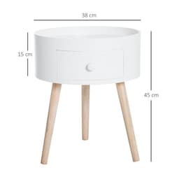 image-Round Coffee Table, ?38 x 45H cm-White