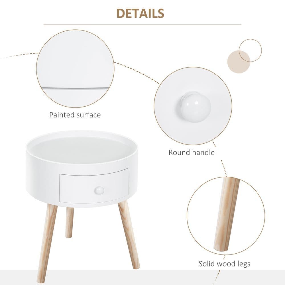 image-Round Coffee Table, ?38 x 45H cm-White