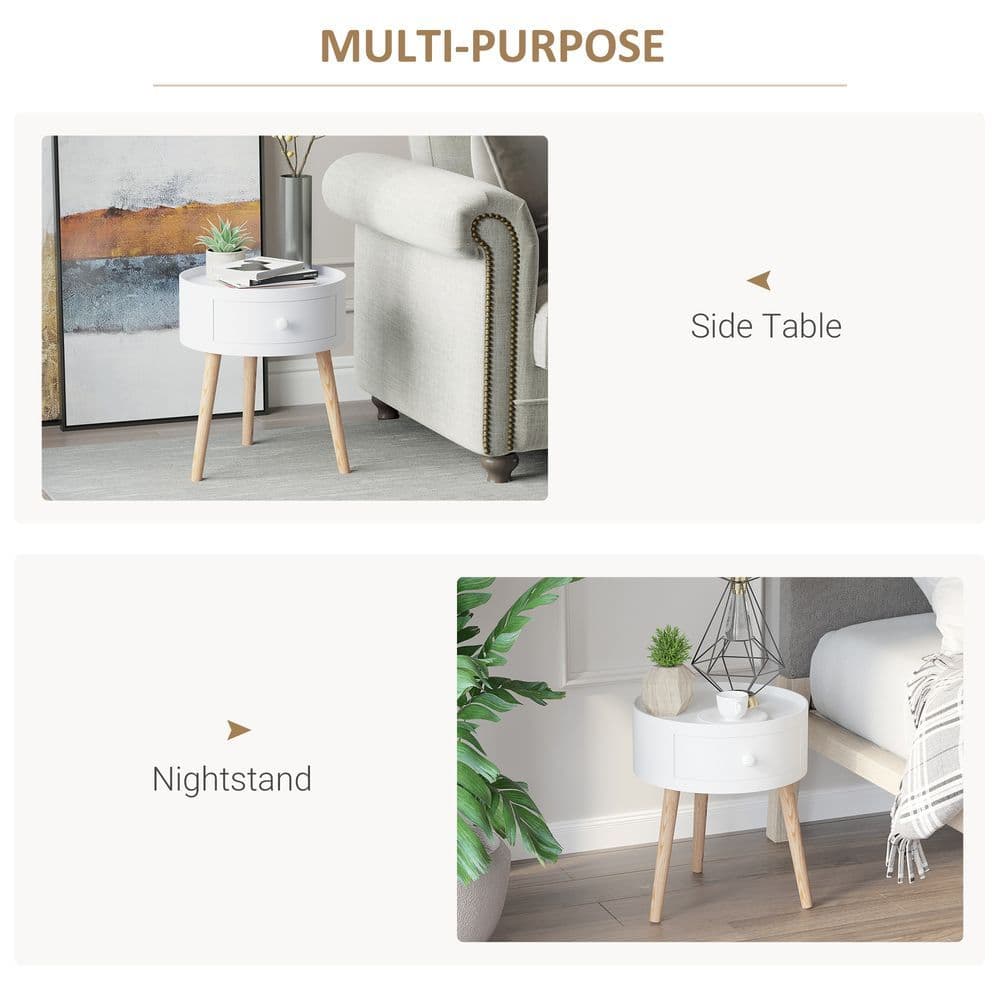 image-Round Coffee Table, ?38 x 45H cm-White