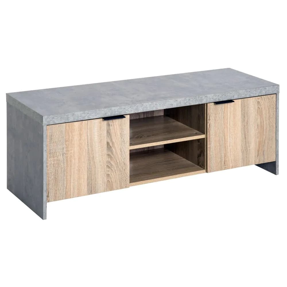 image-Wooden TV Stand Cabinet Home Media Center DVD CD Storage Unit Grey