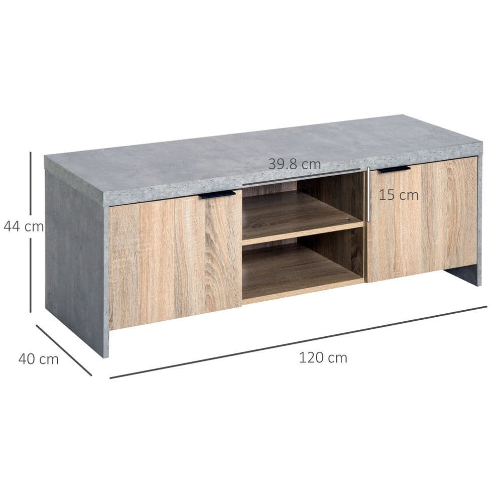 image-Wooden TV Stand Cabinet Home Media Center DVD CD Storage Unit Grey