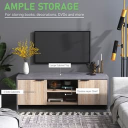 image-Wooden TV Stand Cabinet Home Media Center DVD CD Storage Unit Grey
