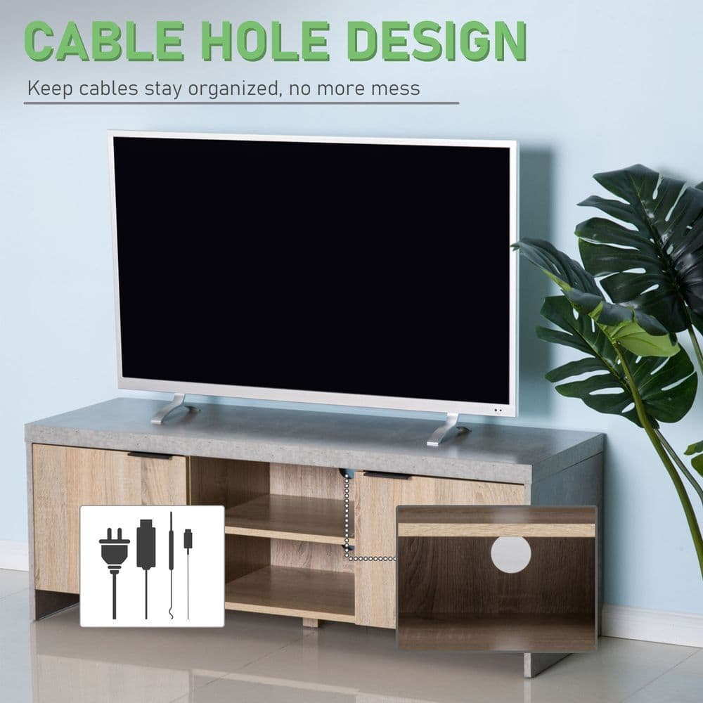 image-Wooden TV Stand Cabinet Home Media Center DVD CD Storage Unit Grey
