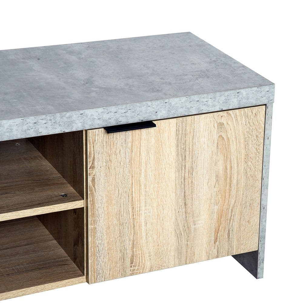 image-Wooden TV Stand Cabinet Home Media Center DVD CD Storage Unit Grey