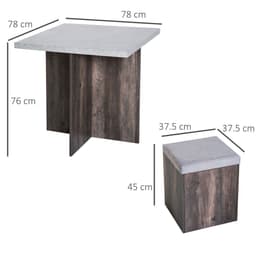 image-5Pcs Garden Wooden Dining Table Set Particle Removable Lid Board Chair Seat-Grey