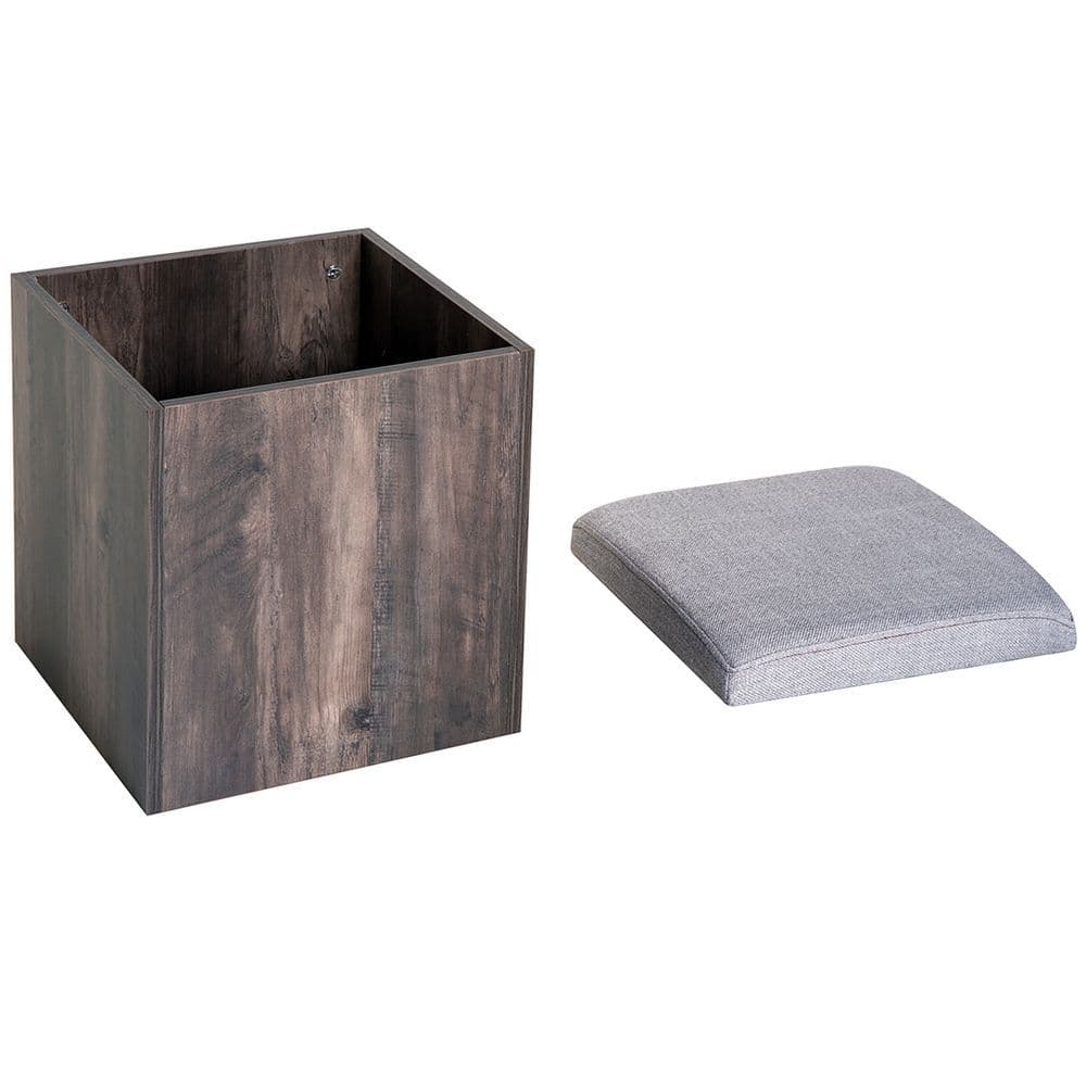 image-5Pcs Garden Wooden Dining Table Set Particle Removable Lid Board Chair Seat-Grey