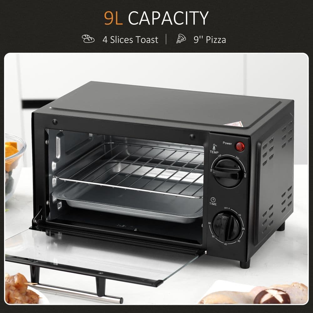 image-Mini Oven, 9L Countertop Electric Grill, Toaster Oven 750W