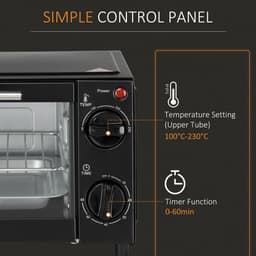 image-Mini Oven, 9L Countertop Electric Grill, Toaster Oven 750W