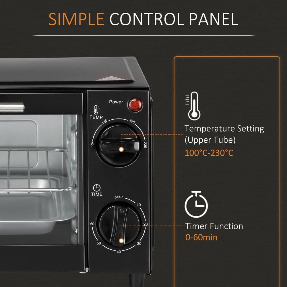 image-Mini Oven, 9L Countertop Electric Grill, Toaster Oven 750W