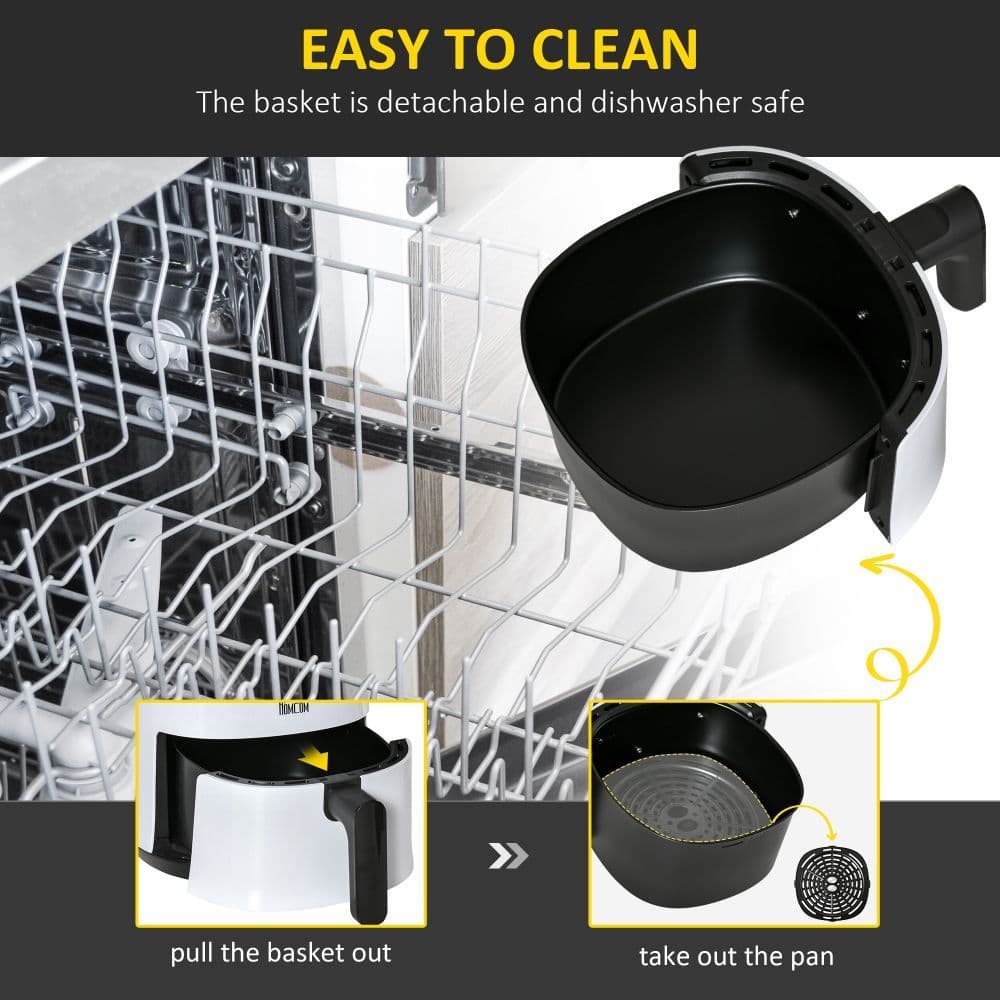 image-Digital Air Fryer, 1300W 2.5L Rapid Air Circulation, Timer and Nonstick White