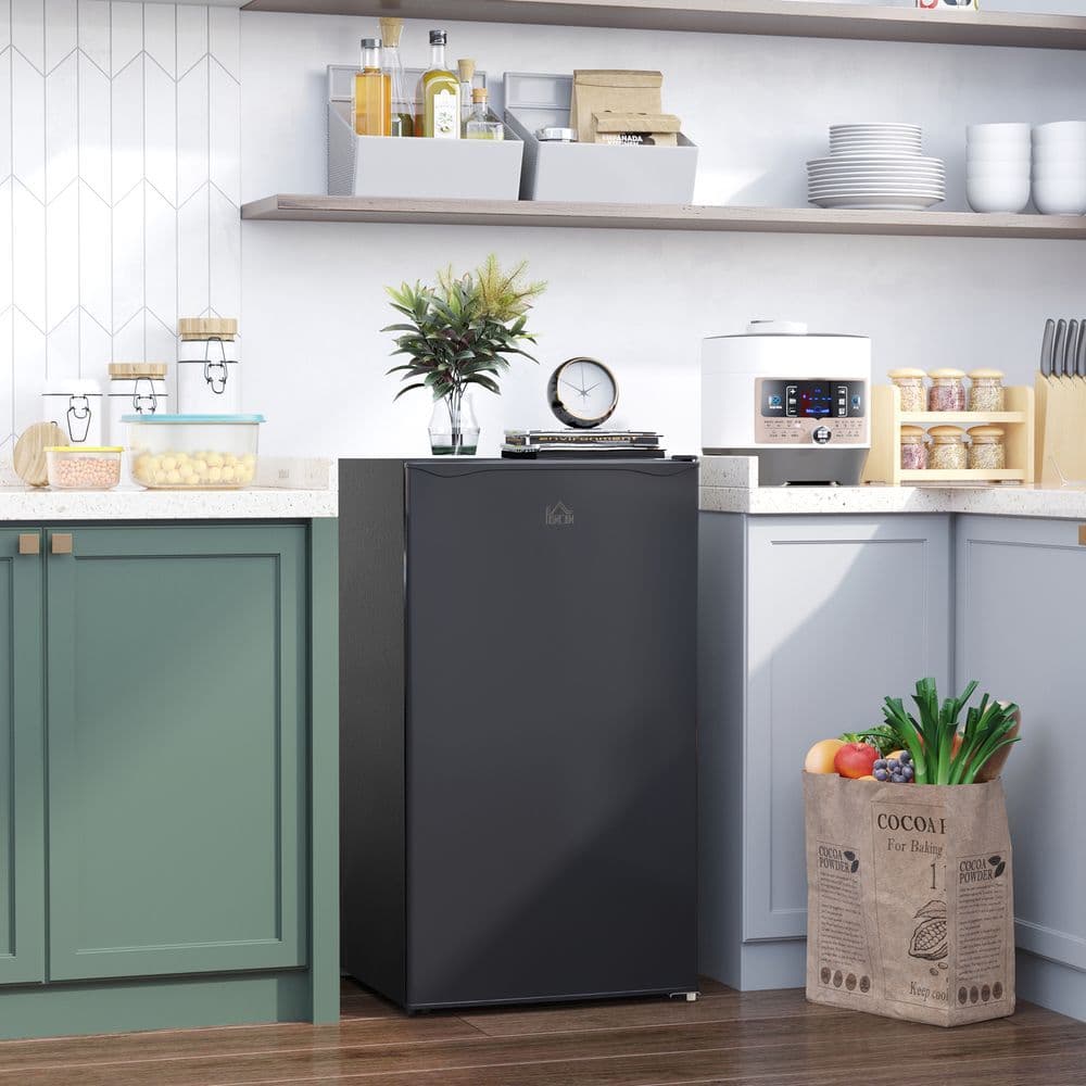 image-91L Freestanding Under Counter Fridge with Chiller Box Reversible Door Black
