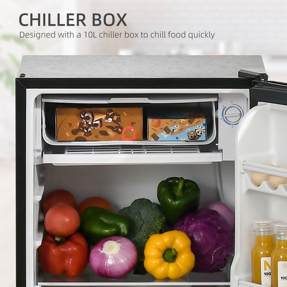 image-91L Freestanding Under Counter Fridge with Chiller Box Reversible Door Black