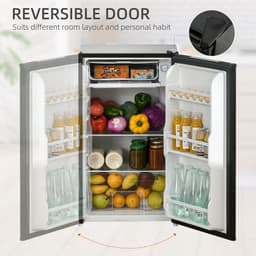 image-91L Freestanding Under Counter Fridge with Chiller Box Reversible Door Black