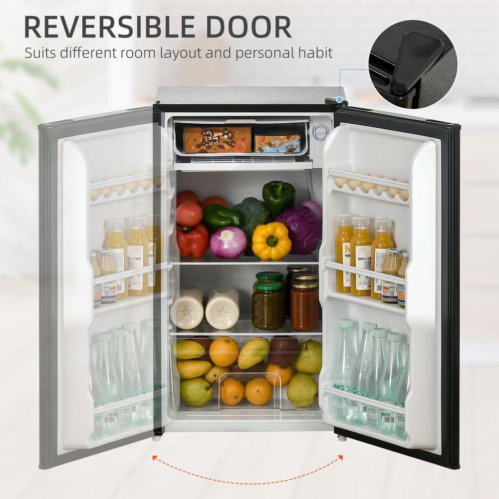 image-91L Freestanding Under Counter Fridge with Chiller Box Reversible Door Black