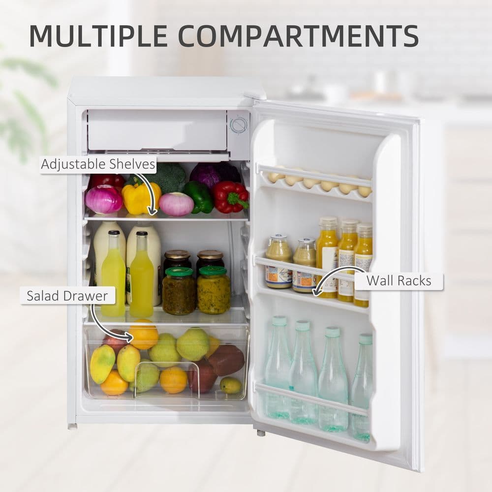 image-91L Freestanding Under Counter Fridge with Chiller Box Reversible Door White