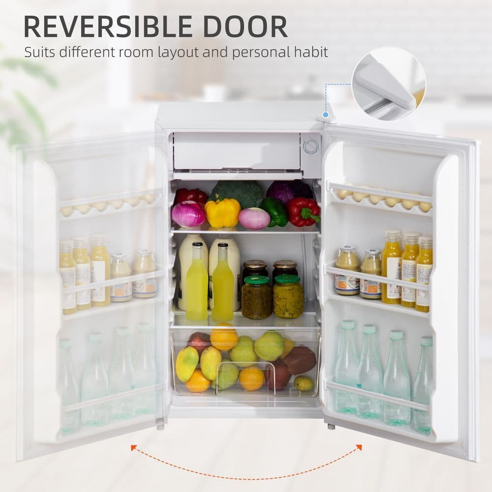 image-91L Freestanding Under Counter Fridge with Chiller Box Reversible Door White