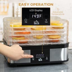 image-5 Tier Food Dehydrator 245W Stainless Steel Food Dryer Machine Timer LCD Silver
