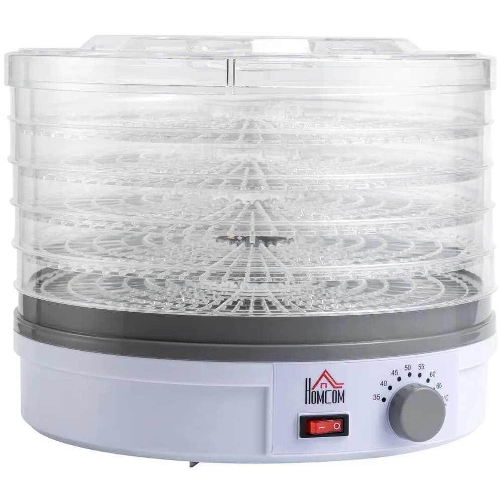 image-5 Tier Food Dehydrator 245W Stainless Steel Food Dryer Machine Timer LCD White
