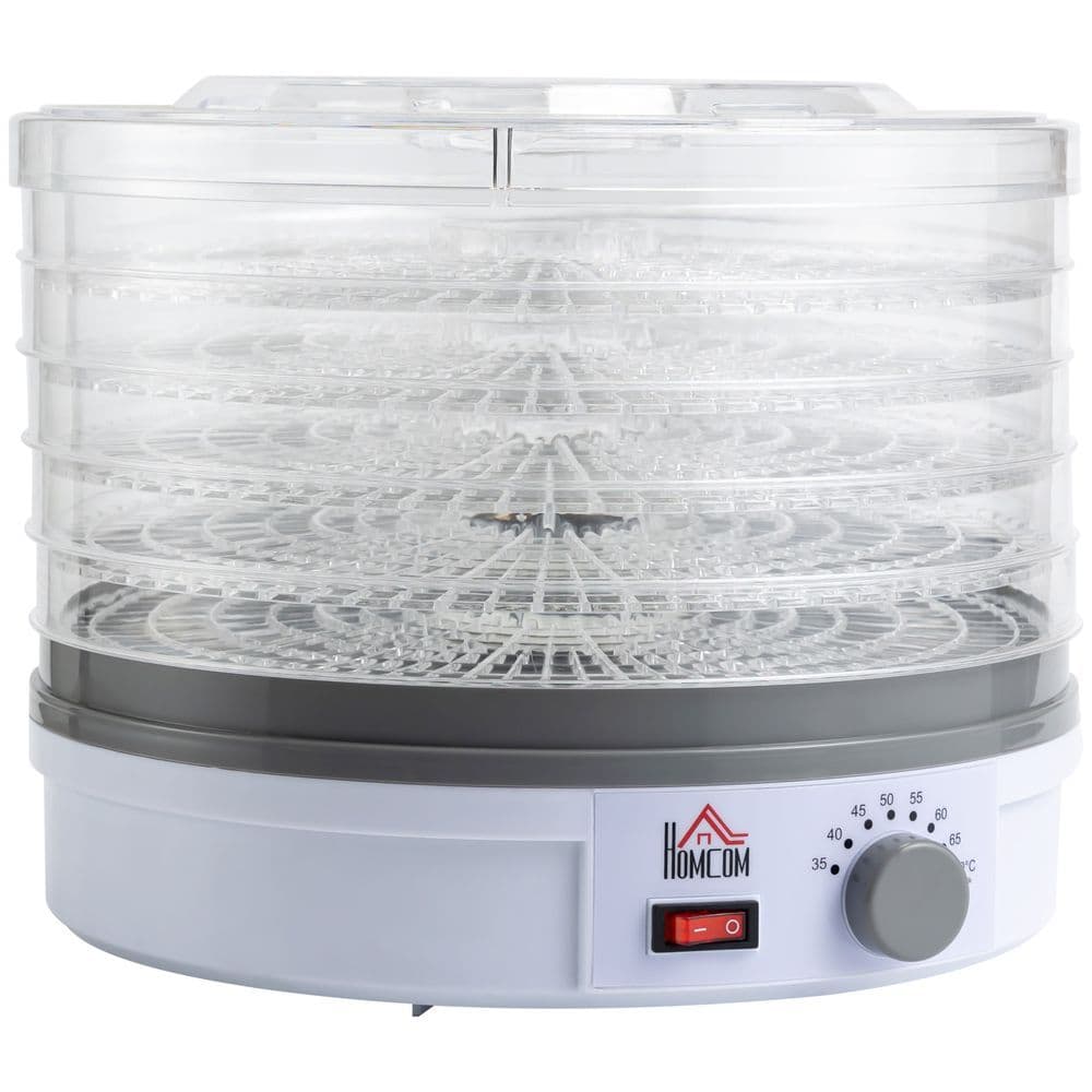 image-5 Tier Food Dehydrator 245W Stainless Steel Food Dryer Machine Timer LCD White