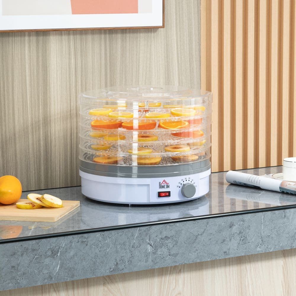 image-5 Tier Food Dehydrator 245W Stainless Steel Food Dryer Machine Timer LCD White