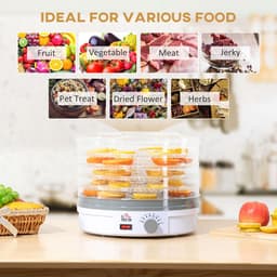 image-5 Tier Food Dehydrator 245W Stainless Steel Food Dryer Machine Timer LCD White