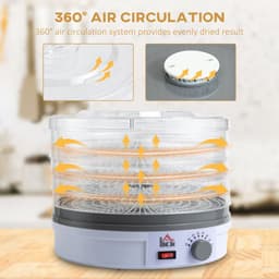 image-5 Tier Food Dehydrator 245W Stainless Steel Food Dryer Machine Timer LCD White