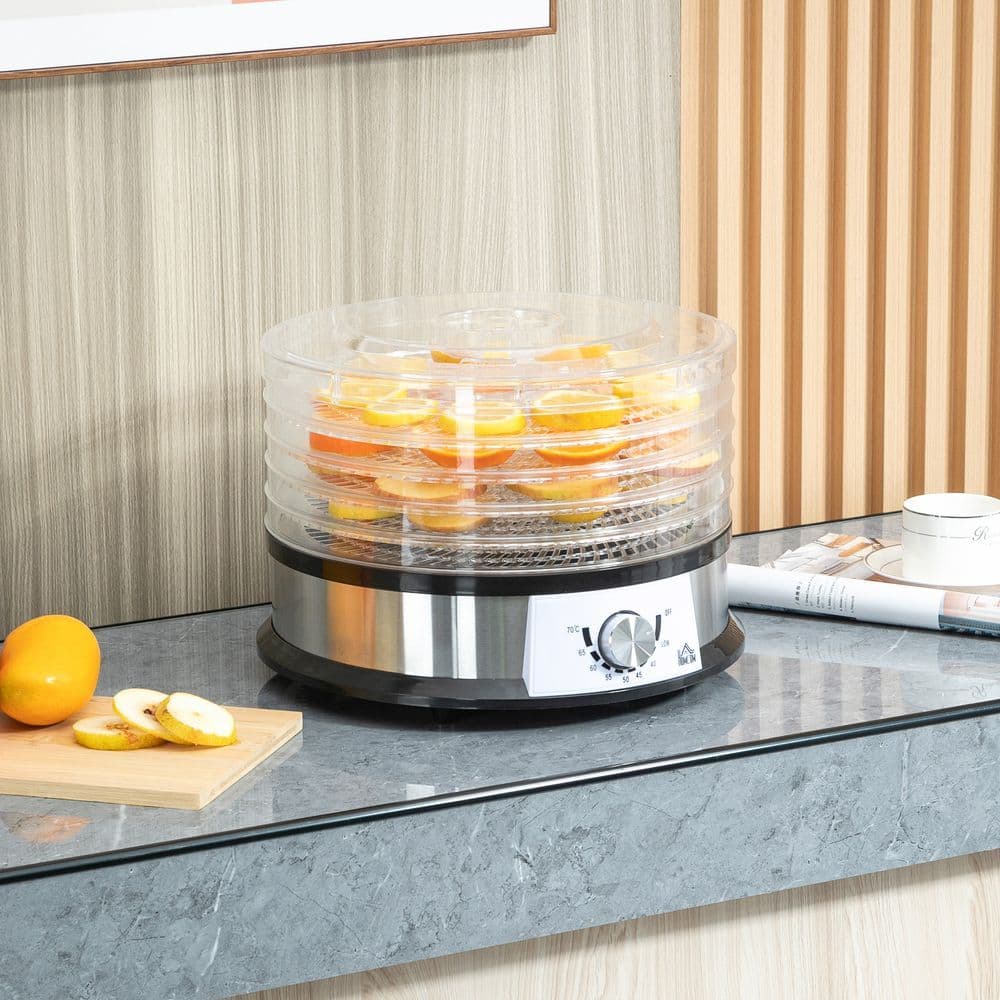 image-5 Tier Food Dehydrator 250W Stainless Steel Food Dryer Machine Silver