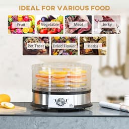 image-5 Tier Food Dehydrator 250W Stainless Steel Food Dryer Machine Silver