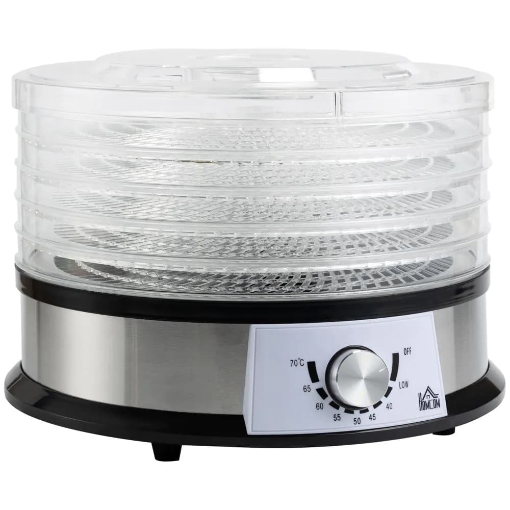 image-5 Tier Food Dehydrator 250W Stainless Steel Food Dryer Machine Silver