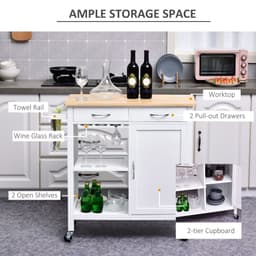 image-Kitchen Island W/2 Drawers-White/Natural Wood Colour