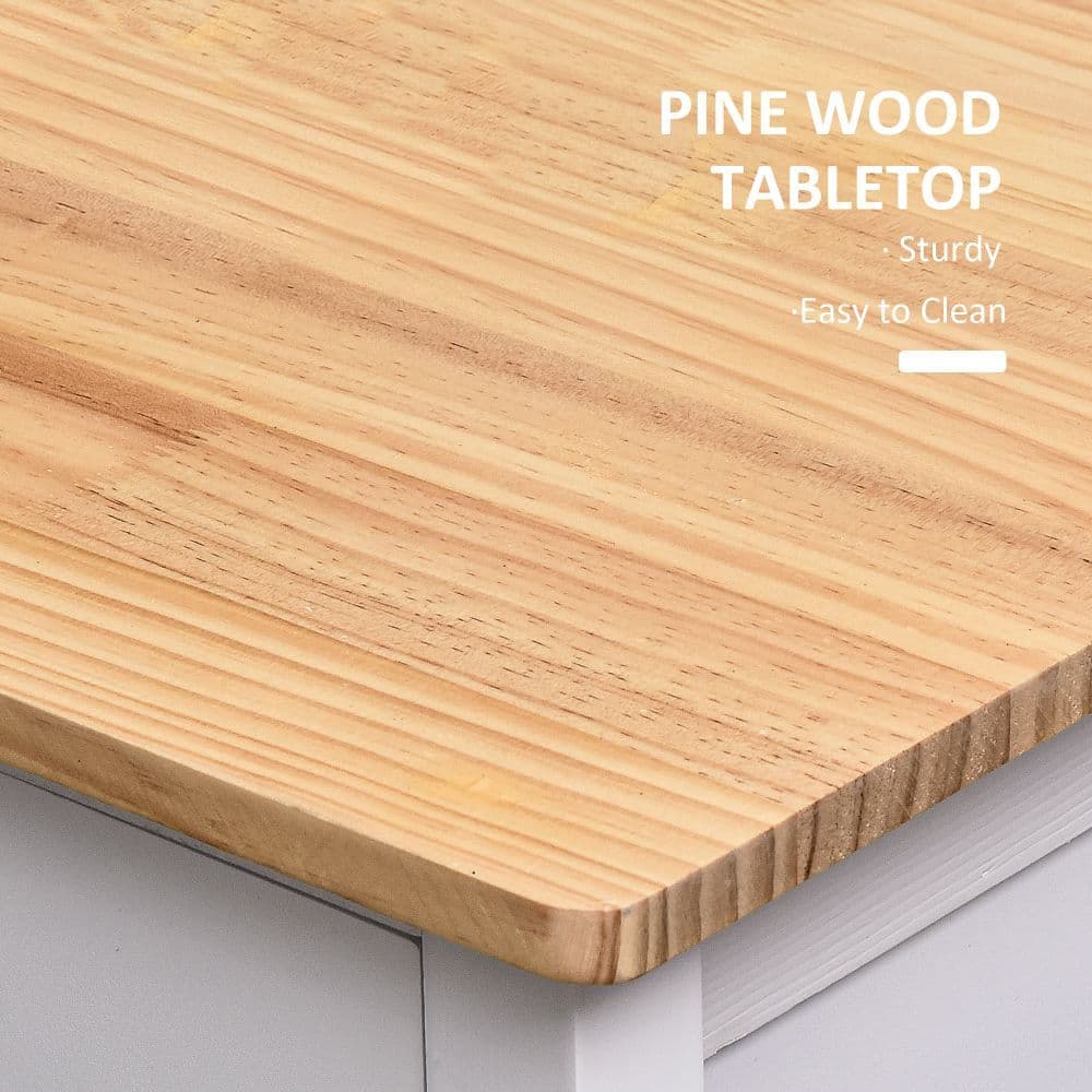 image-Kitchen Island W/2 Drawers-White/Natural Wood Colour