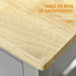 image-Kitchen Trolley Utility Cart on Wheels with Rubberwood Worktop Towel Rack