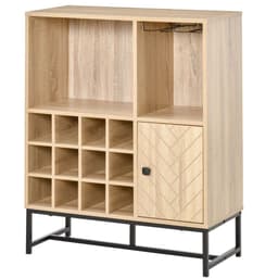image-Wine Cabinet for 12 Bottles, Sideboard with Glass Holders, Brown Holders