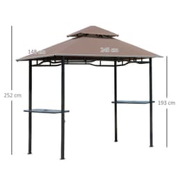 image-Outsunny 8ft Double-Tier Gazebo Grill Canopy Tent Shelter-Coffee