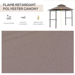 image-Outsunny 8ft Double-Tier Gazebo Grill Canopy Tent Shelter-Coffee