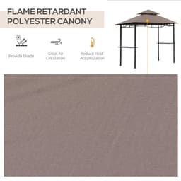 image-Outsunny 8ft Double-Tier Gazebo Grill Canopy Tent Shelter-Coffee