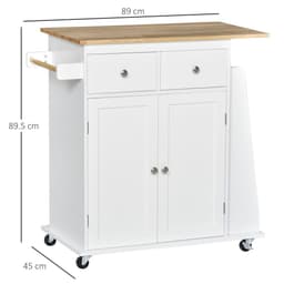image-Kitchen Island Storage Rubber Wood Top, 3-Tier Spice Rack,