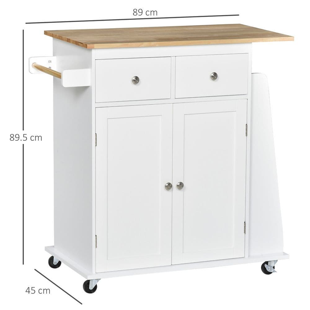 image-Kitchen Island Storage Rubber Wood Top, 3-Tier Spice Rack,