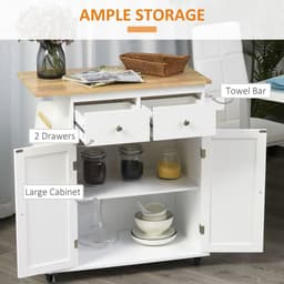 image-Kitchen Island Storage Rubber Wood Top, 3-Tier Spice Rack,