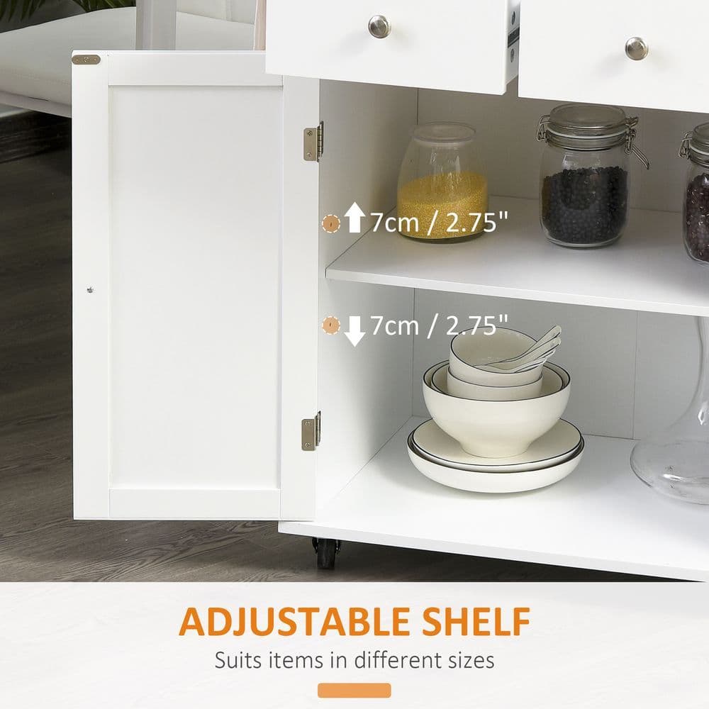 image-Kitchen Island Storage Rubber Wood Top, 3-Tier Spice Rack,