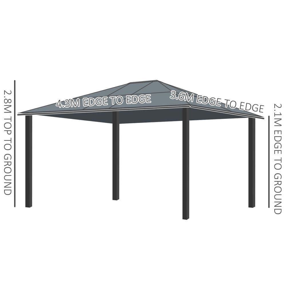 image-Outsunny 4.3m x 3.6m Aluminium Frame Texteline Draped Hardtop Gazebo Brown