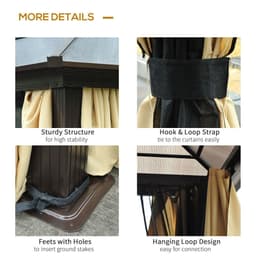 image-Outsunny 4.3m x 3.6m Aluminium Frame Texteline Draped Hardtop Gazebo Brown