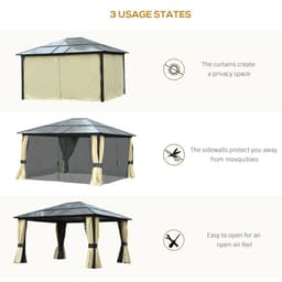 image-Outsunny 4.3m x 3.6m Aluminium Frame Texteline Draped Hardtop Gazebo Brown