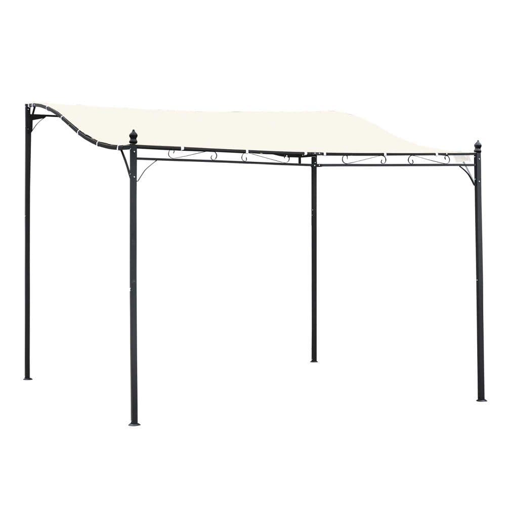 image-Wall Mounted Black Cream White 3x3 m Awning Metal Frame