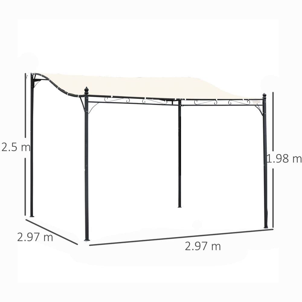 image-Wall Mounted Black Cream White 3x3 m Awning Metal Frame