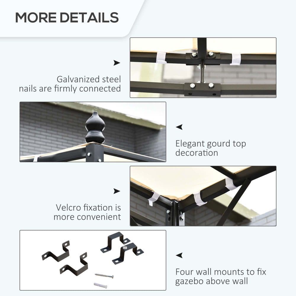 image-Wall Mounted Black Cream White 3x3 m Awning Metal Frame